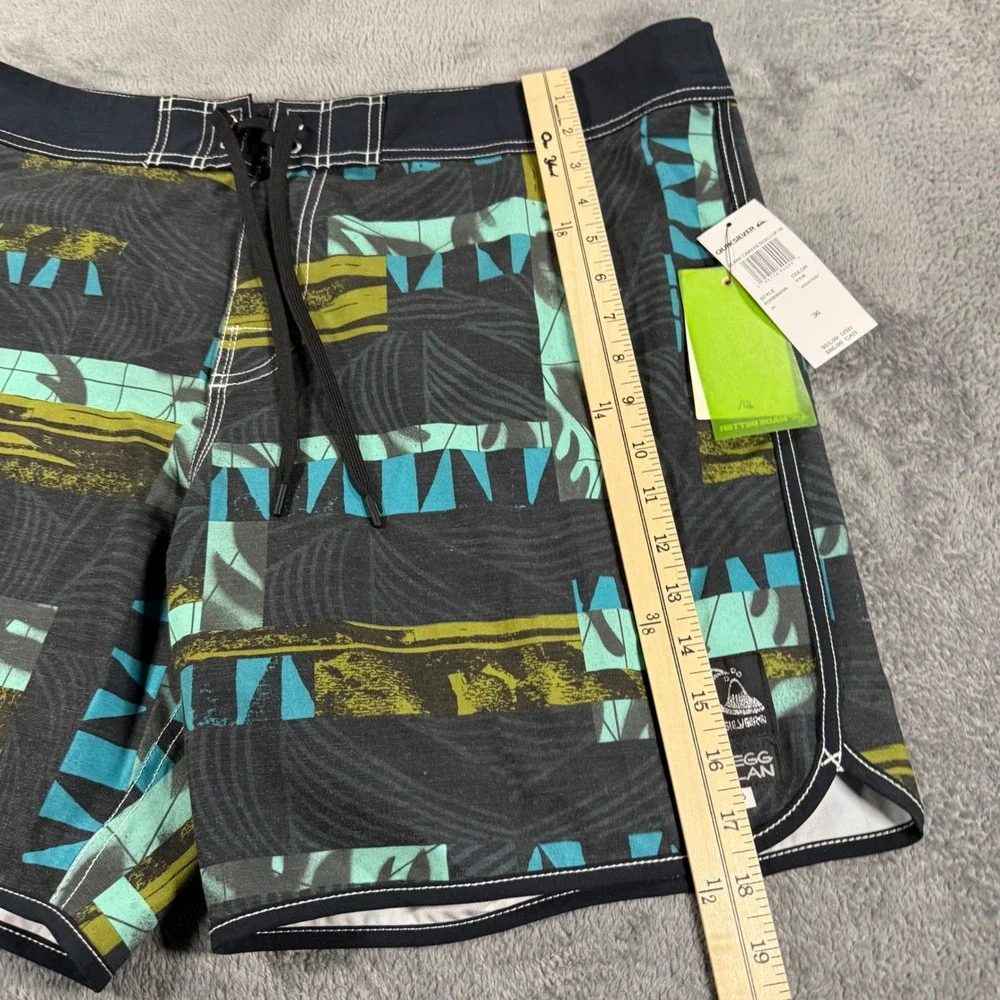 Quiksilver Gregg Kaplan Blank Canvas‎ Board Shorts Mens 36 Black Teal NWT